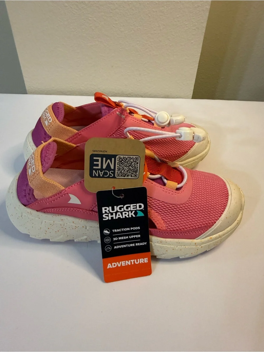 Rugged Shark Girls Pink Adventure Water Shoes Size 2 NWT